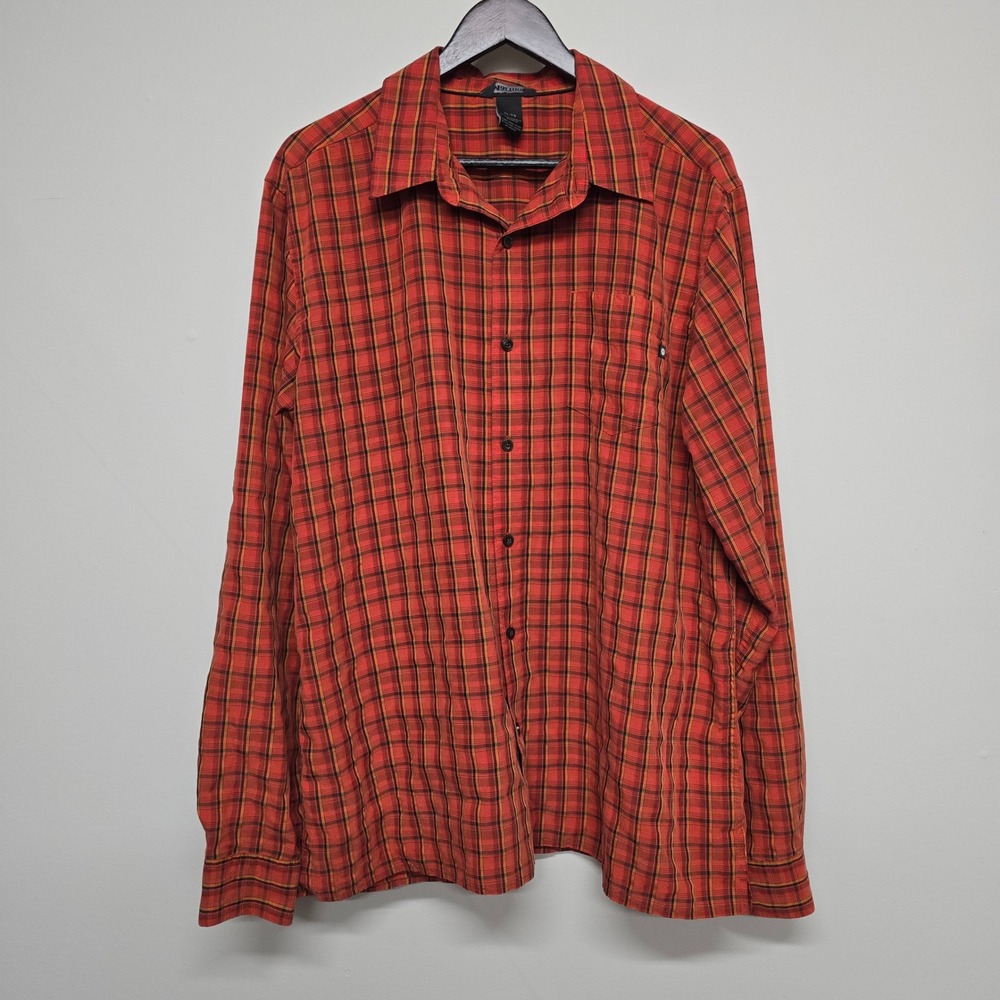 Marmot Plaid Button Down Shirt Mens XL Red Long Sleeve Hiking Gorpcore
